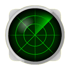  Animation simplifiée de l'écran radar d'un indicateur de position dans l'avion. 